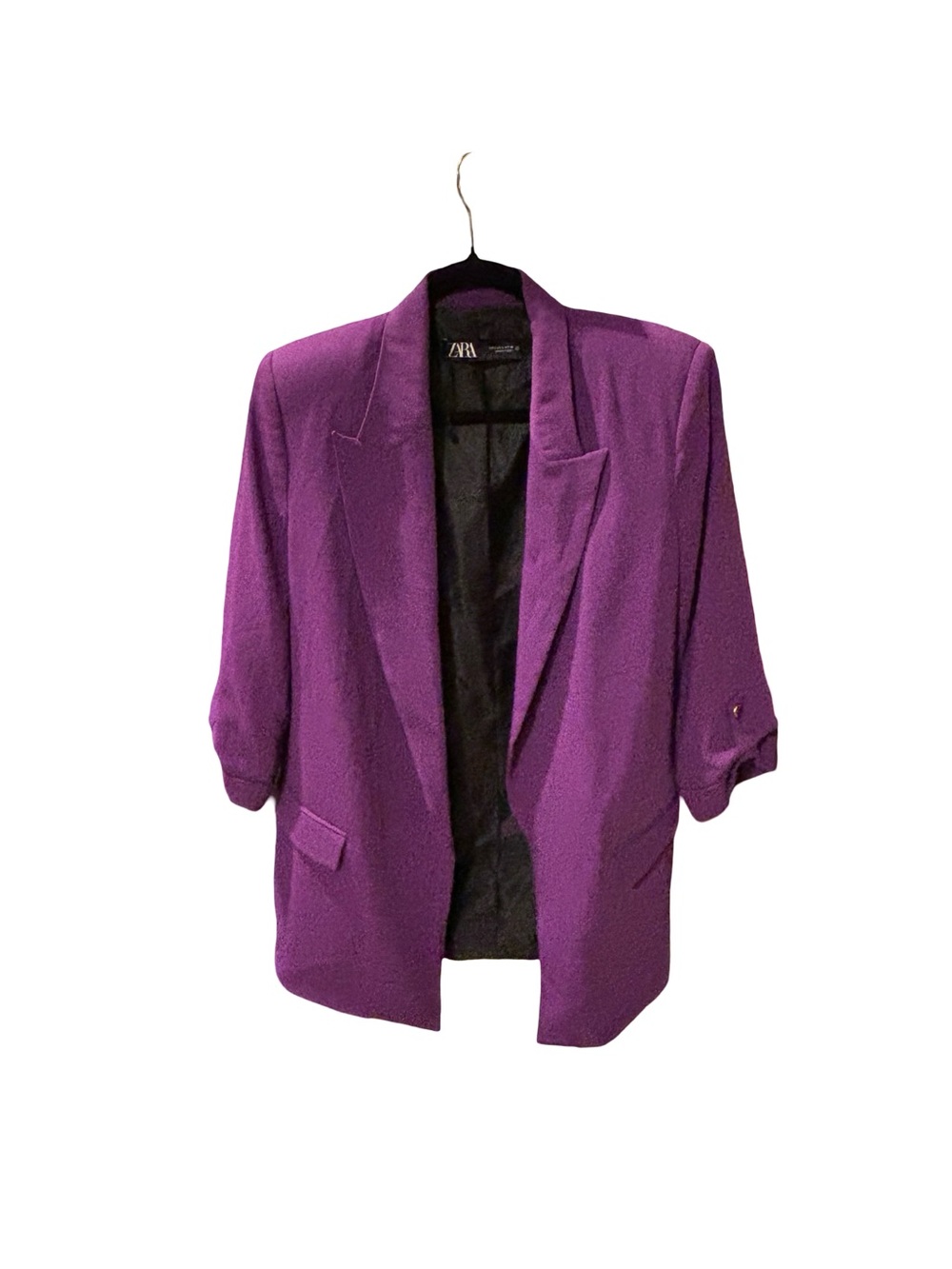 Large Zara Purple Blazer - Scrunched Sleeve Purple jacket